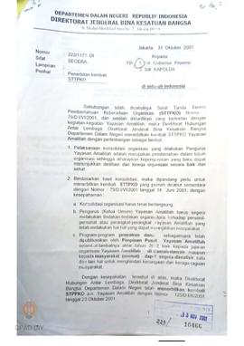 Surat dari Direktur Jenderal Bina Kesatuan Bangsa Direktur Hubungan antar lembaga kepada Gubernur...