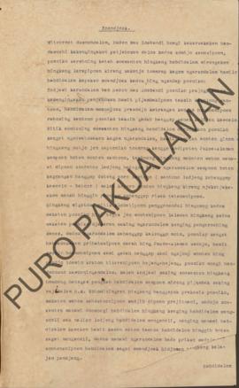 Surat dari Abdi dalem Sosroudarmo perihal memberitahukan kepada Paku Alam VII untuk tidak memperk...