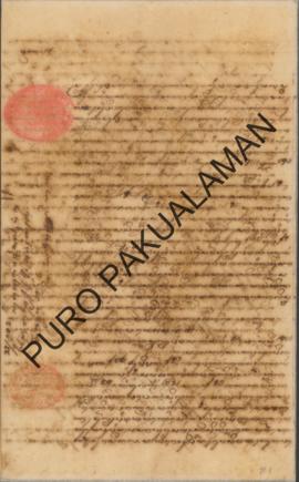 Kabupaten Adikarta kepada Pemerintah Pakualaman. Surat tanggal 26 Nopember 1901 sampai dengan 11 ...