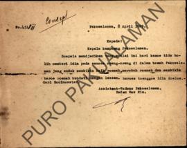 Surat No.451/11 dari Assisten Wedono Pakualaman Raden Mas Rio kepada Kepala Pakualaman perihal ti...