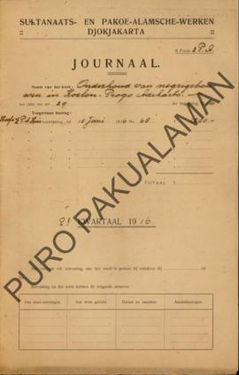 Jurnal Pekerja Kesultanan dan Pakualaman Djokjakarta jenis pekerjaan: pemeliharaan bangunan negri...