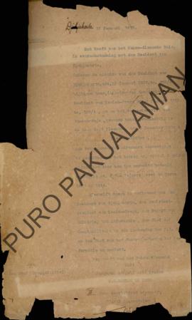 Salinan Surat Keputusan yang dikeluarkan tanggal 17 Januari 1917 yang dikirimkan kepada Kepala Pe...