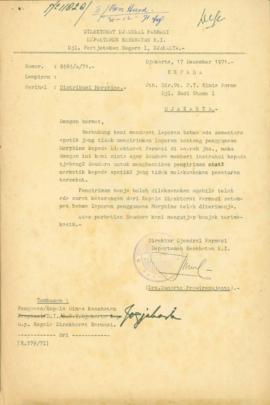 Surat dari Direktur Jendral Formasi Departemen Kesehatan RI kepada Dirut PT. Kimia Farma tentang ...