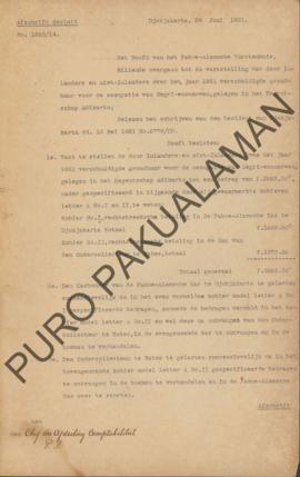 Surat dari Kepala Bagian Pertanggung Jawaban Keuangan untuk Kepala Pakualaman tentang daftar pemu...