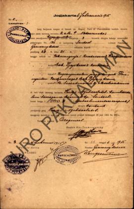 Surat dari Regent Patih Pakualaman memberikan izin kepada R.M.P. Notowinoto kampung Sentul yang a...
