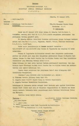 Surat dari Departemen Kesehatan RI Direktorat Jenderal Pembinaan Kesehatan Jakarta kepada Sdr. Pe...
