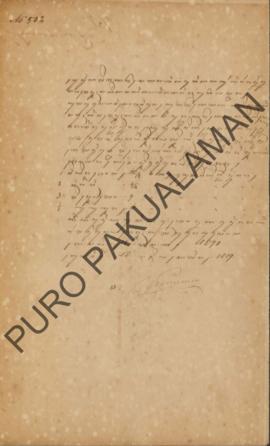 Surat dari Tumenggung Sasradigdaya kepada Parentah Ageng Kapatiyan Nagari Pakualaman perihal info...