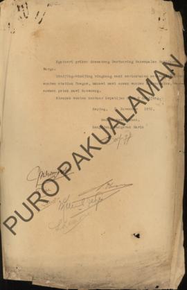 Surat pemberitahuan dari Wedono Kasentanan Kangdjeng Pangeran Hario untuk Bestouring Pakempalan H...