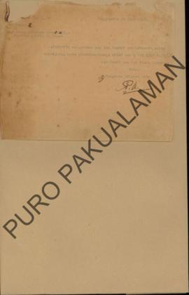 Surat dari Gubernur Yogyakarta kepada Direktur Insinyur Kerja Otonom di Yogyakarta, perihal pembo...