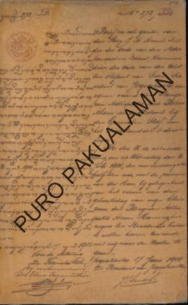 Resident Yogyakarta kepada S.P Paku Alam VI surat tanggal 19 Juni 1901 tentang Undangan menghadir...