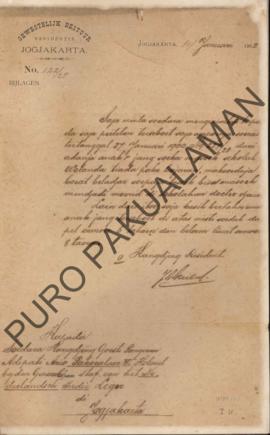 Surat dari Kanjeng Resident kepada Kandjeng Gusti Pangeran Adipati Ario Pakualaman kepada Kolonel...