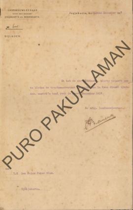 Surat dari Guru Pertanian kepada Pangeran Paku Alam perihal penyampaian salinan daftar gaji dari ...