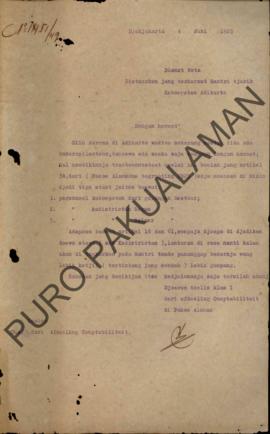 Surat dari Bagian Penanggung Jawab Keungan di Paku Alaman kepada Mantri Tjarik Kabupaten Adikarto...