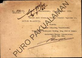 Surat dari tintahnya Paduka Parentah Kapatihan kepada Kepala Kampung Pakulaman perihal supaya diu...