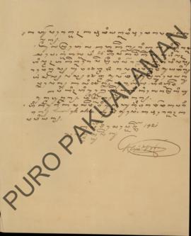 Surat pemberitahuan pernikahan yang ditujukan untuk Parentah Kapatiyan perihal pernikahan antara ...