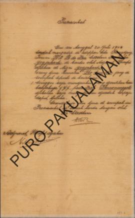 Pemerintah Pakualaman kepada Resident Yogyakarta. Surat tanggal 2 Mei 1902 tentang Gugatan masala...