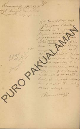 Surat dari Kromoriojoyo perihal peradilan Mertotaruna karena kereta yang dikendarai jalannya kura...