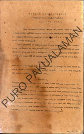 Surat perjanjian seorang Cina yang bernama Tjwahian Tiek dengan pemerintah di Pakualaman yang aka...