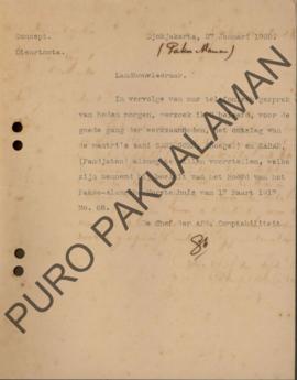 Memorandum dari Kepala Bagian Penanggung Jawab Keuangan kepada Mentri Pertanian perihal pemecatan...