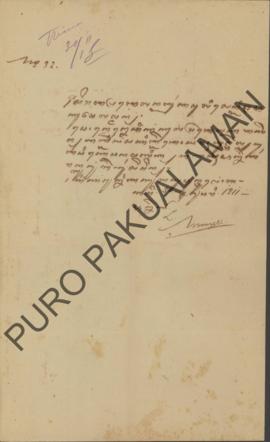 Surat dari Panekaran Gunung Ketur kepada Kapolisian Khita Pakualaman perihal laporan orang ataupu...