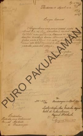 Surat dari Panewu Districk Galur diaturkan kepada paduka yang terhormat Bupati Adikarto di Bendun...