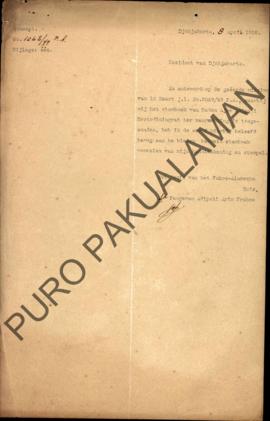 Surat dari Pangeran Adipati Ario Praboe, kepada Resident Djokjakarta perihal otentifikasi/pengesa...