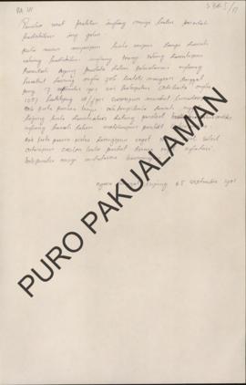 Pemerintah Pakualaman kepada Pemerintah Adikarta. Surat tanggal 4 November 1901 tentang Perkara g...