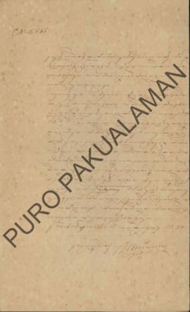 Surat perkara yang ditujukan untuk K.P.H. Natakusuma, perihal jumlah luas sawah Ngabehi Wangsadiw...