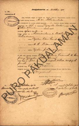 Surat izin dari Regent Patih Pakualaman memberikan izin menjual rumah kepada Mas Natasembodro di ...