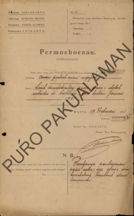 Permohonan pembayaran gaji bulanan pada guru-guru sekolah bersubsidi di Adikarto dalam bulan Janu...