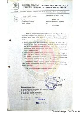 Surat dari Kepala Kantor Wilayah Departemen Penerangan Daerah Istimewa Yogyakarta kepada Pimpinan...