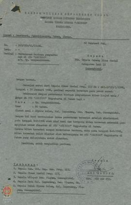 Surat dari Kepala Sasana Tresna Werdha Abiyoso, Pakembinangun, Pakem, Sleman, ditujukan kepada Ke...