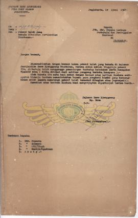 Surat dari Bagian Umum Yayasan Rarajongrang kepada Kepala Lembaga Purbakala dan Peninggalan Nasio...