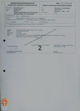 Surat Perintah Pencairan Dana (SP2D) Nomor : 034422H/030/118, tanggal 19-09-2007 Belanja lain-lai...