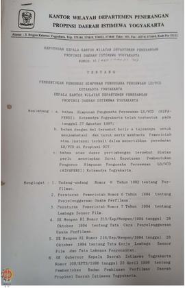 Surat Keputusan Kepala Kantor Wilayah Departemen Penerangan Daerah Istimewa Yogyakarta Nomor : 13...