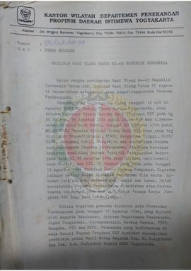 Press Release Kantor Wilayah Departemen Penerangan Provinsi Daerah Istimewa Yogyakarta mengenai K...