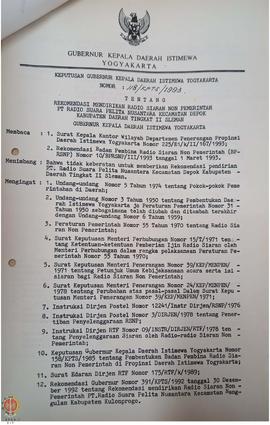 Surat dari Sekretariat Wilayah Daerah Daerah Istimewa Yogyakarta kepada Ketua Badan Pembina Radio...