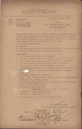 Surat dari Dewan Pimpinan Pusat IPKI, kepada Sri Paduka Paku Alam VIII, tentang  Pembayaran iuran...