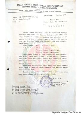 Surat dari Ketua Badan Pembina Radio Siaran Non Pemerintah Provinsi Daerah Istimewa Yogyakarta ke...