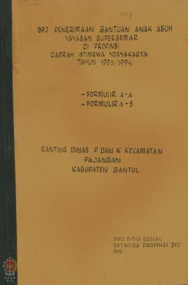 Surat  Pertanggungan Jawab dari Biro Bina Sosial Setwilda Propinsi DIY tentang penerimaan bantuan...