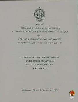 Pedoman Tata Tertib Penataran P4 bagi Pejabat Struktural Eselon se-Provinsi DIY Angkatan IV Yogya...