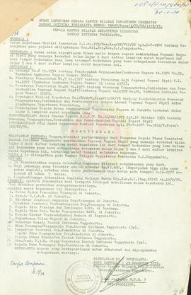 SK Kepala Kanwil Depkes DIY No. 01497/Kanwil/TU/UP/1178/77 tentang Mutasi Pegawai Dinas Kesehatan