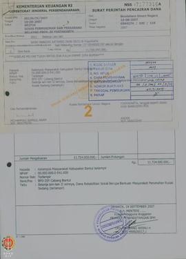 Surat Perintah Pencairan Dana (SP2D) Nomor : 034417H/030/118, tanggal 19-09-2007 Belanja lain-lai...