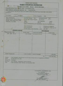Surat Perintah Membayar Nomor : 0024/XII/2006 tanggal 19 Desember 2006, upah fasilitator bulan Ok...