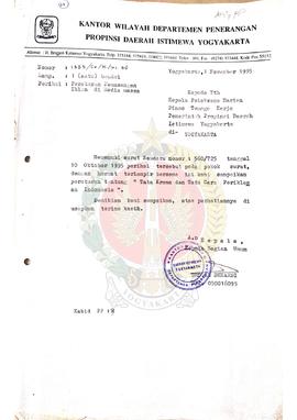 Surat daerai Kepala Kantor Wilayah Departemen Penerangan Daerah Istimewa Yogyakarta kepada Kepala...