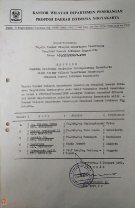 Surat Keputusan Kepala Kantor Wilayah Departemen Penerangan Daerah Istimewa Yogyakarta Nomor : 01...