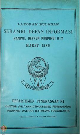 Laporan Bulanan Serambi Depan Informasi Kantor Wilayah Departemen Penerangan Provinsi Daerah Isti...