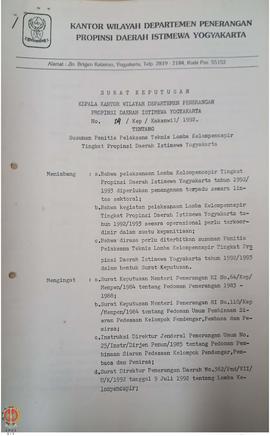 Surat Keputusan Kepala Kantor Wilayah Departemen Penerangan Daerah Istimewa Yogyakarta Nomor : 14...