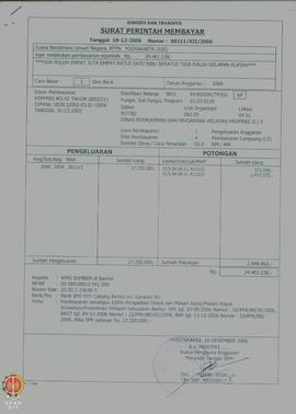 Surat Perintah Membayar Nomor : 00211/XII/2006 tanggal 18 Desember 2006 pembayaran sekaligus 100%...