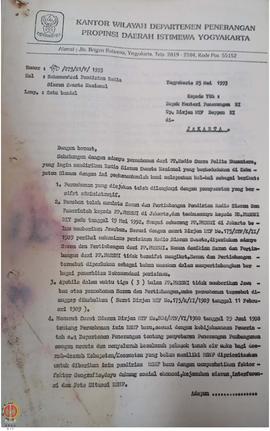 Surat dari Kepala Kantor Wilayah Departemen Penerangan Provinsi Daerah Istimewa Yogyakarta selaku...